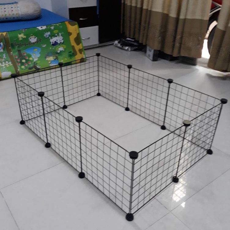 Chuồng Nuôi Thú Lắp Ghép 10 Tấm (Tặng Kèm 5 Chốt), Tấm Lưới Lắp Ghép Quây Lồng Chó Mèo, Tủ Đựng Đồ Lắp Ghép