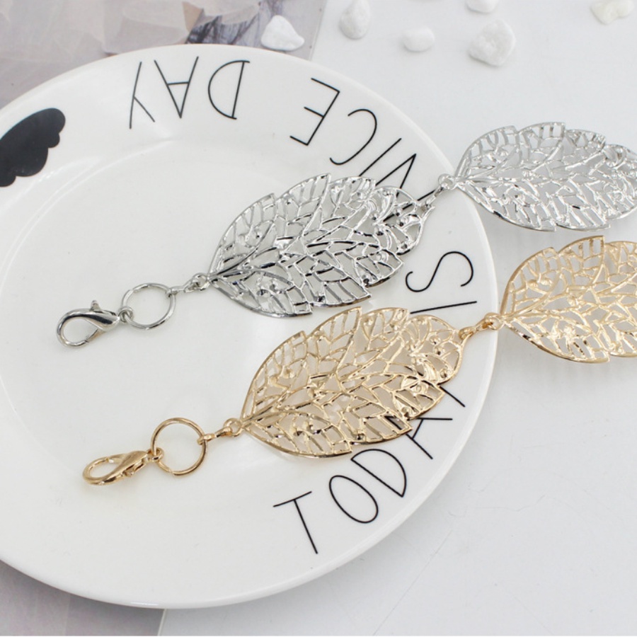 Thắt Lưng Dây Xích Bằng Kim Loại Hình Chiếc Lá Thời Trang Hàn Quốc Cho Nữ