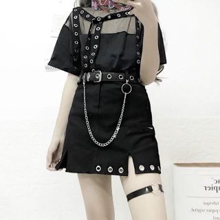 Set váy ulzzang dây xích chain ring kèm video