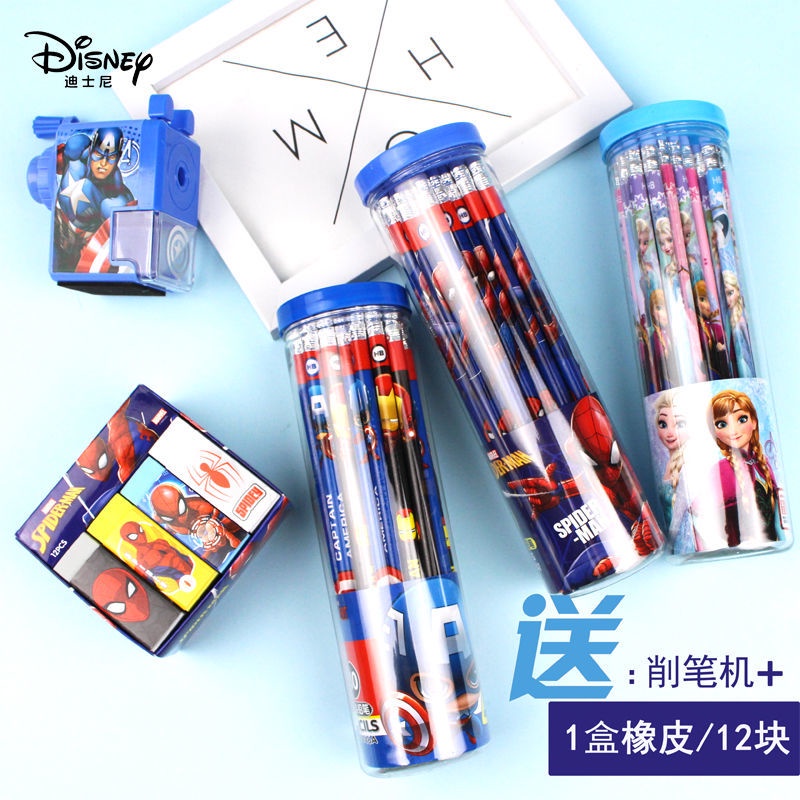 Disney ♛Bút Chì Đầu Tròn HB Họa Tiết Marvel Ice Snow Dành Cho Trẻ Em