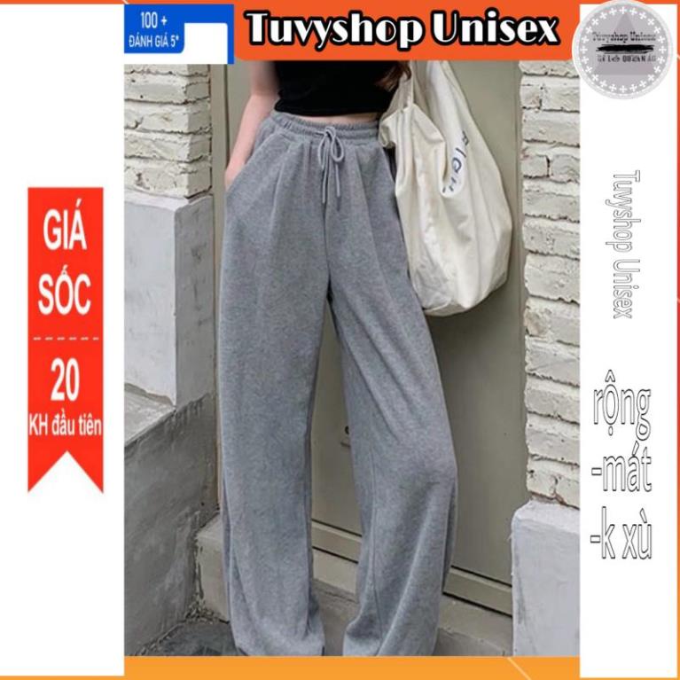 Quần Jogger TUVYSHOP Quần Bom Bo Chun nỉ dày mịn không xù 2 màu đen xám