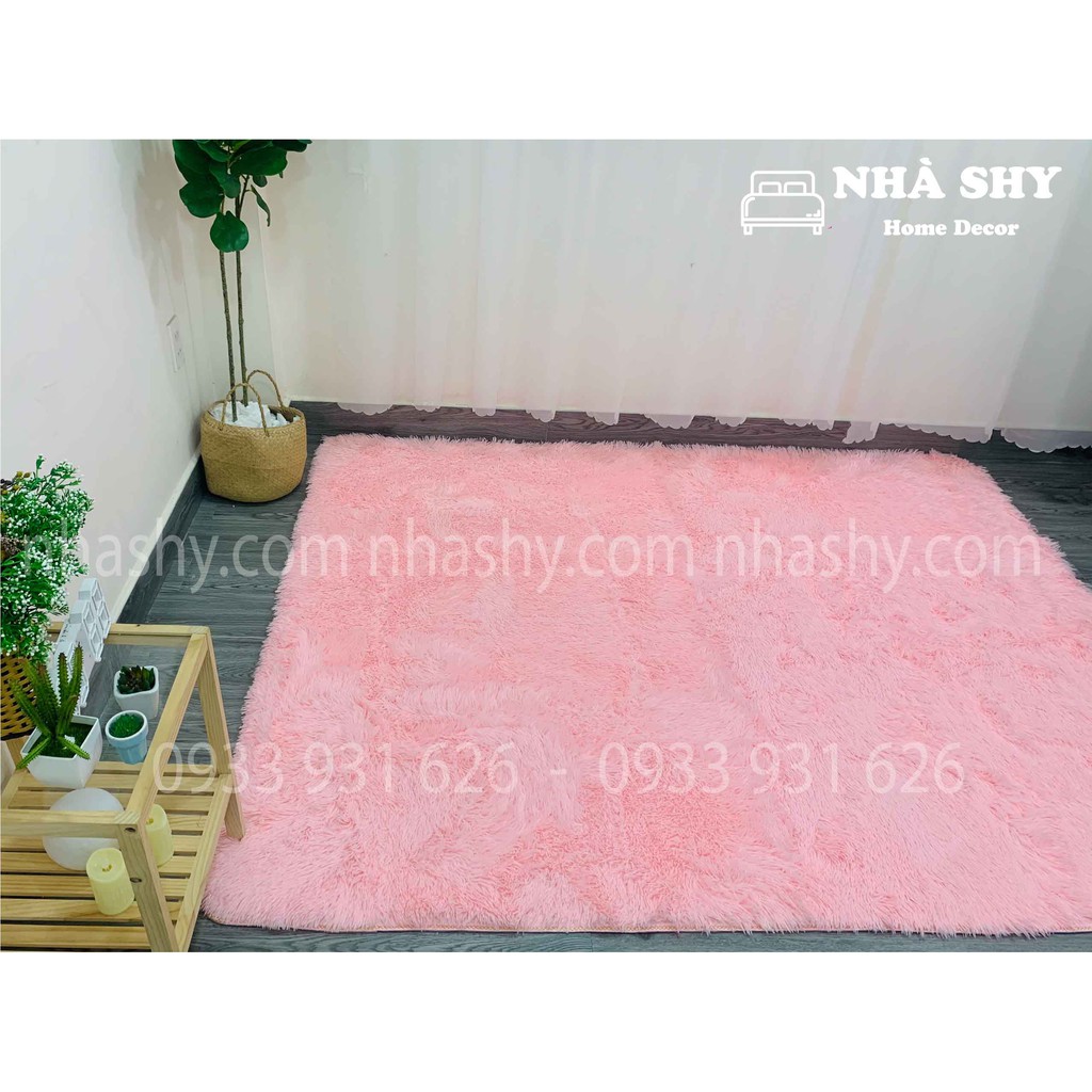 Thảm Lông Trải Sàn Màu Hồng Phấn - Size 2mx1m6