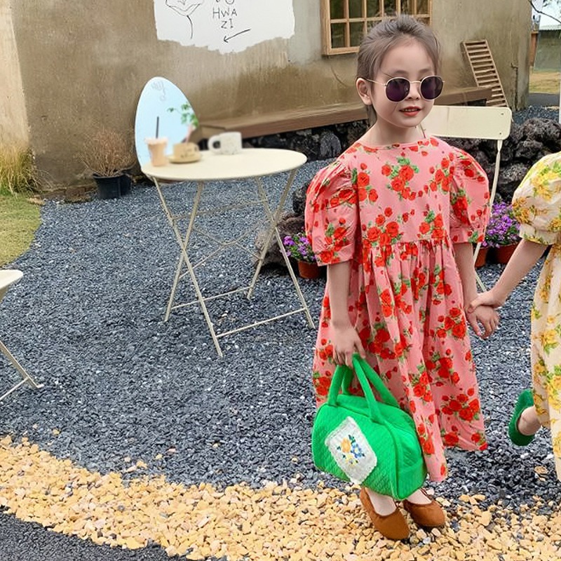 Đầm Công Chúa Tay Ngắn Cổ Tròn In Họa Tiết Hoa Thời Trang Mùa Hè Cho Bé Gái Se7en