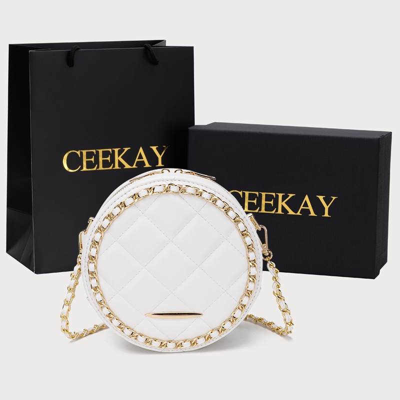 🌸Hàng Order🌸 Túi Xách Nữ CEEKAY Kiểu Dáng Tròn Họa Tiết Da Trần Quai Da Phối Xích Sang Chảnh Nữ Tính 🌸Hàng Quảng Châu