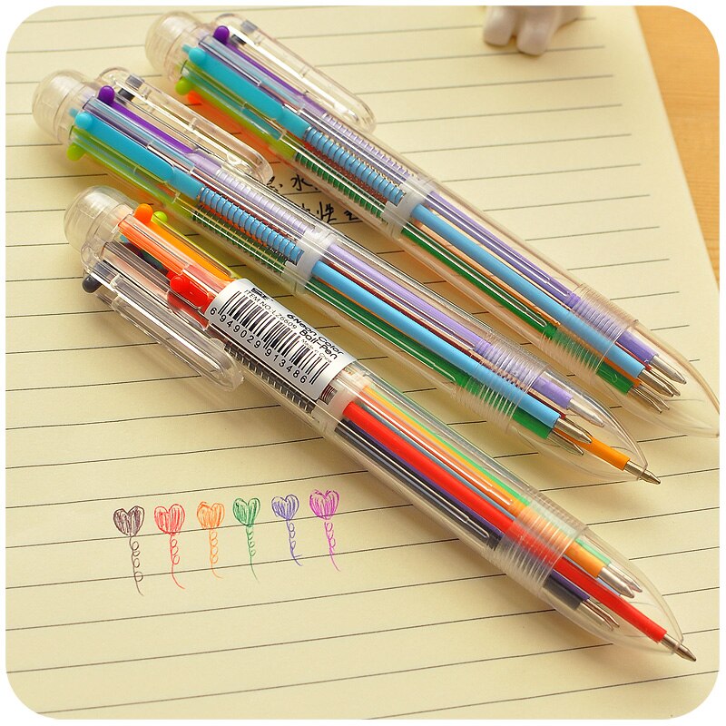 Set 2 bút bi 6 màu tiện lợi dễ thương