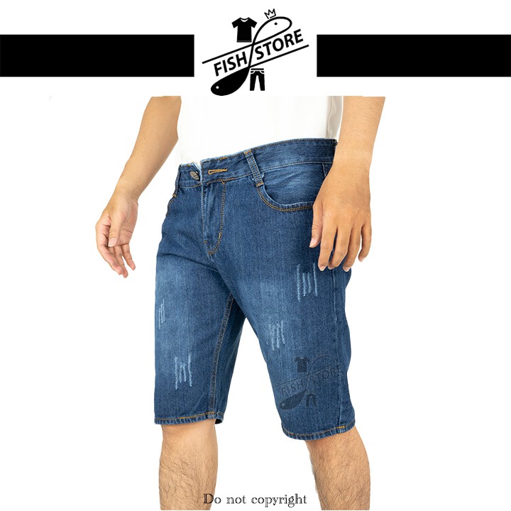 Quần short jean nam ngắn cao cấp chất bò rách xước FF57C