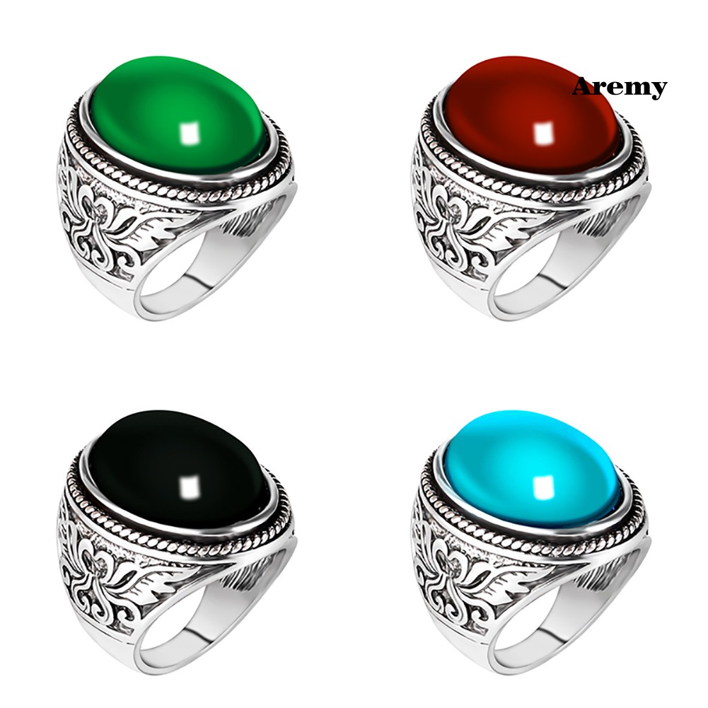 Nhẫn Đính Đá Nhân Tạo Phong Cách Cổ Điển Cho Nam