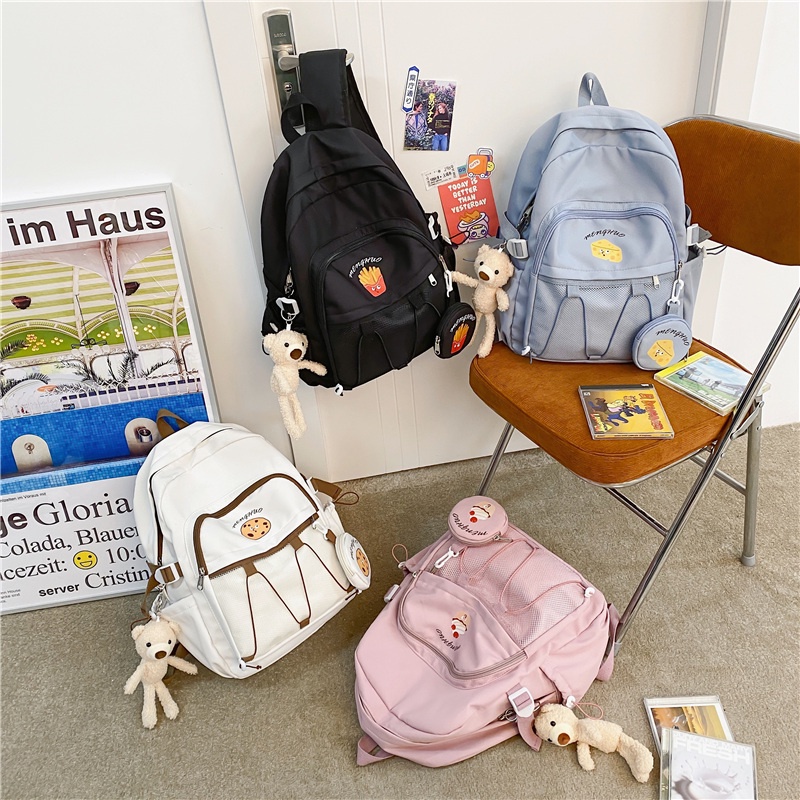 Balo đi học Prettyzys sức chứa lớn 15.6 inch phong cách Hàn Quốc 2022 cho nữ tuổi teen