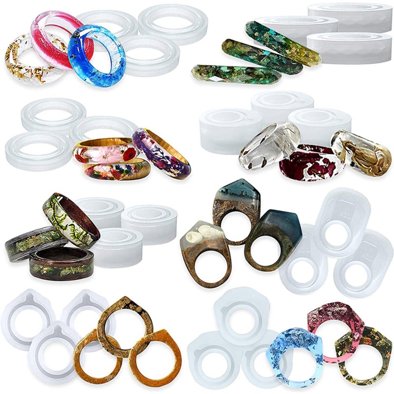 Bộ 3 Khuôn Silicone Làm Nhẫn Nhựa Resin DIY