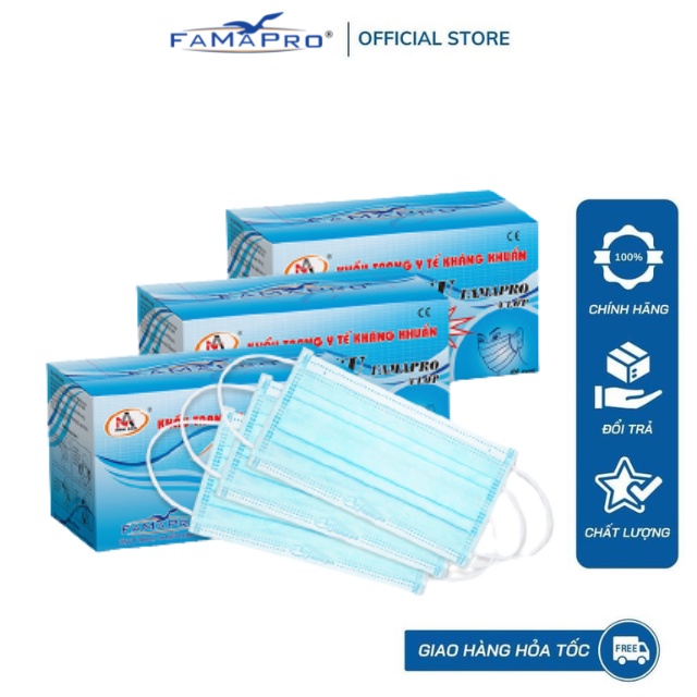 [FAMAPRO 4U- COMBO 3- HỘP 50 CÁI] Khẩu trang y tế 4 lớp kháng khuẩn Famapro 4U