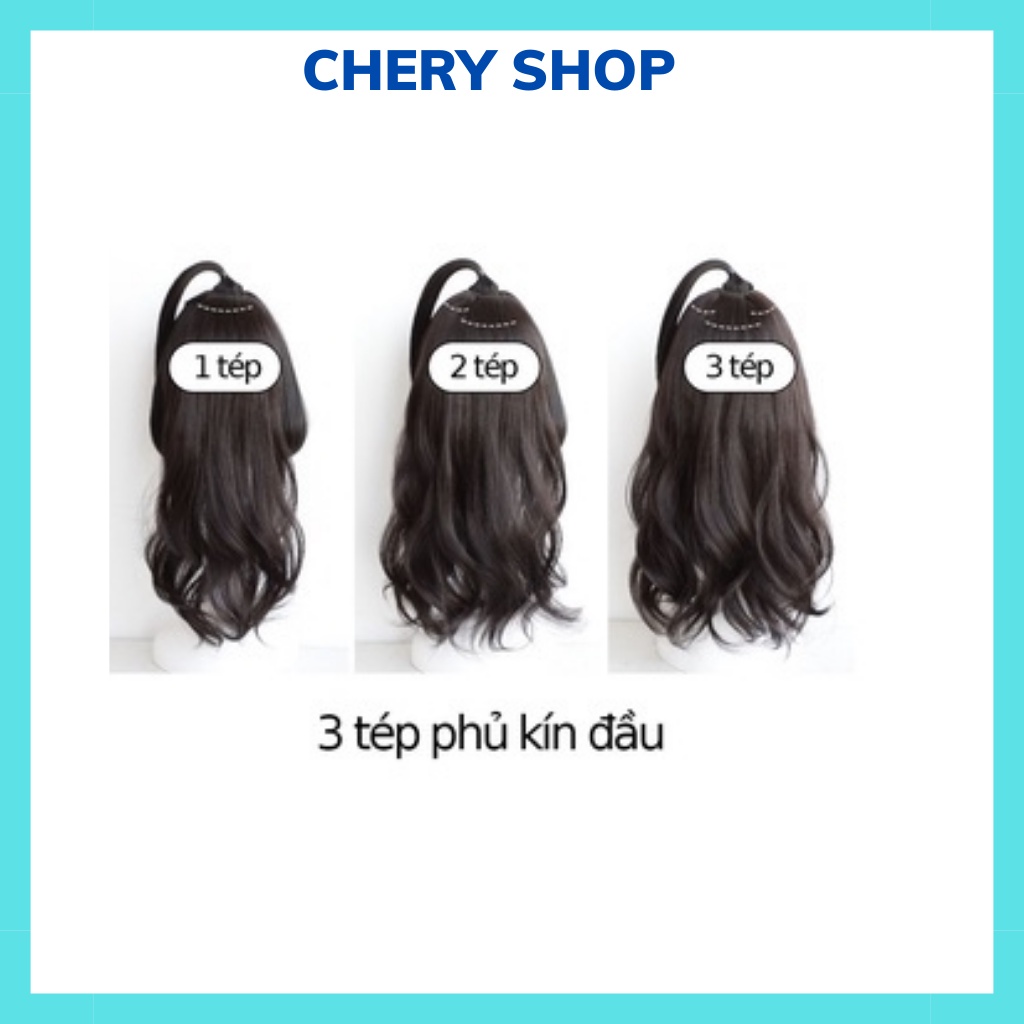 Tóc giả kẹp set 3 kẹp xoăn dài cho nữ shop Chery, tóc giả nửa đầu làm dày tóc tự nhiên