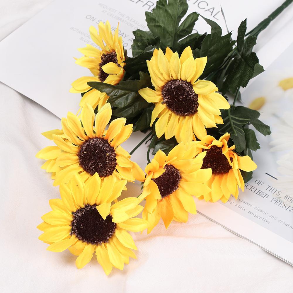 Bó Hoa Hướng Dương Giả Bằng Lụa 5 / 7 / 22 Bông Trang Trí
