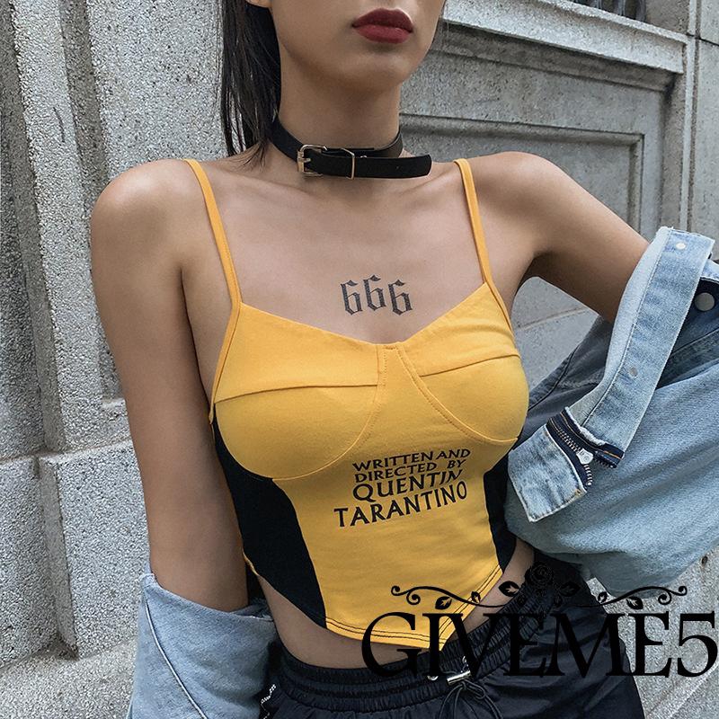 Áo Thun Dây Cổ Chữ V Phối Màu Tương Phản Cho Nữ