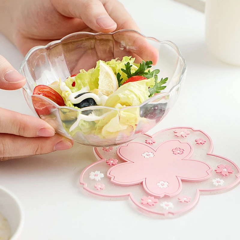 Tấm Lót Ly Cách Nhiệt Chống Trượt Hình Hoa Anh Đào Dễ Thương