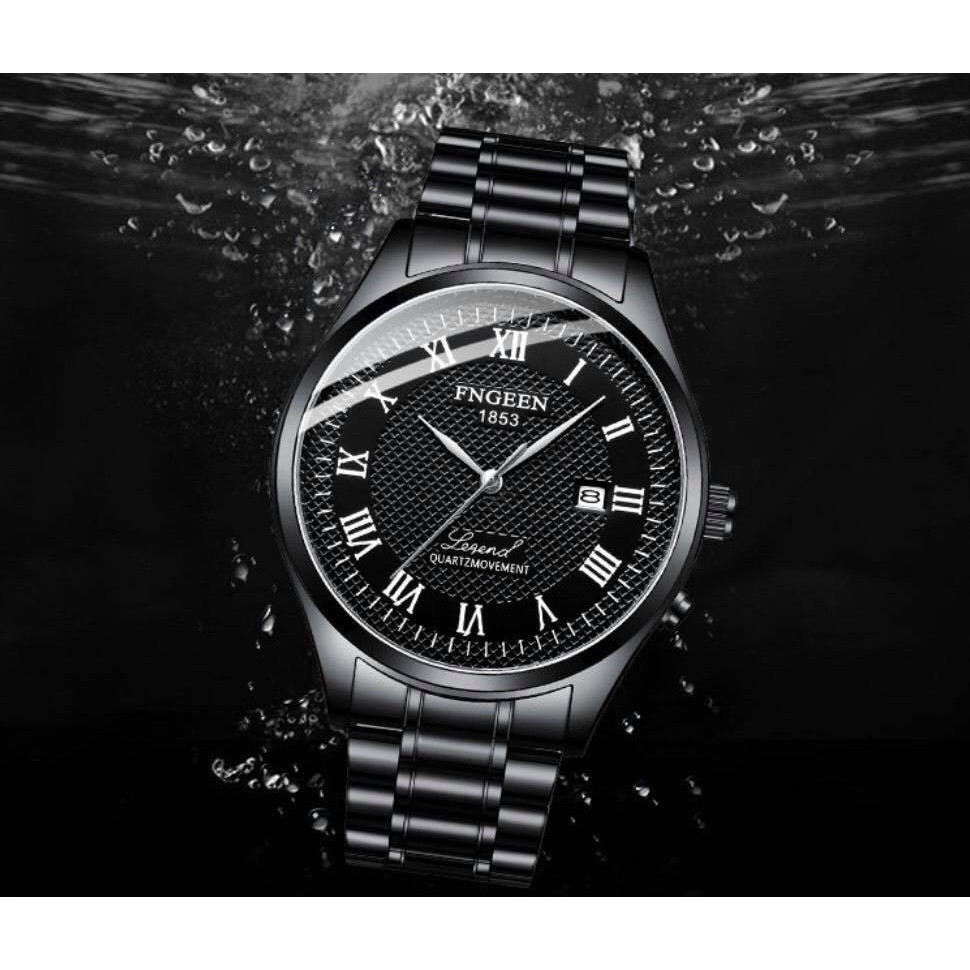 Đồng hồ nam FNGEEN F2LM mătj tròn số la mã có lịch ngày, dây thép không gỉ
