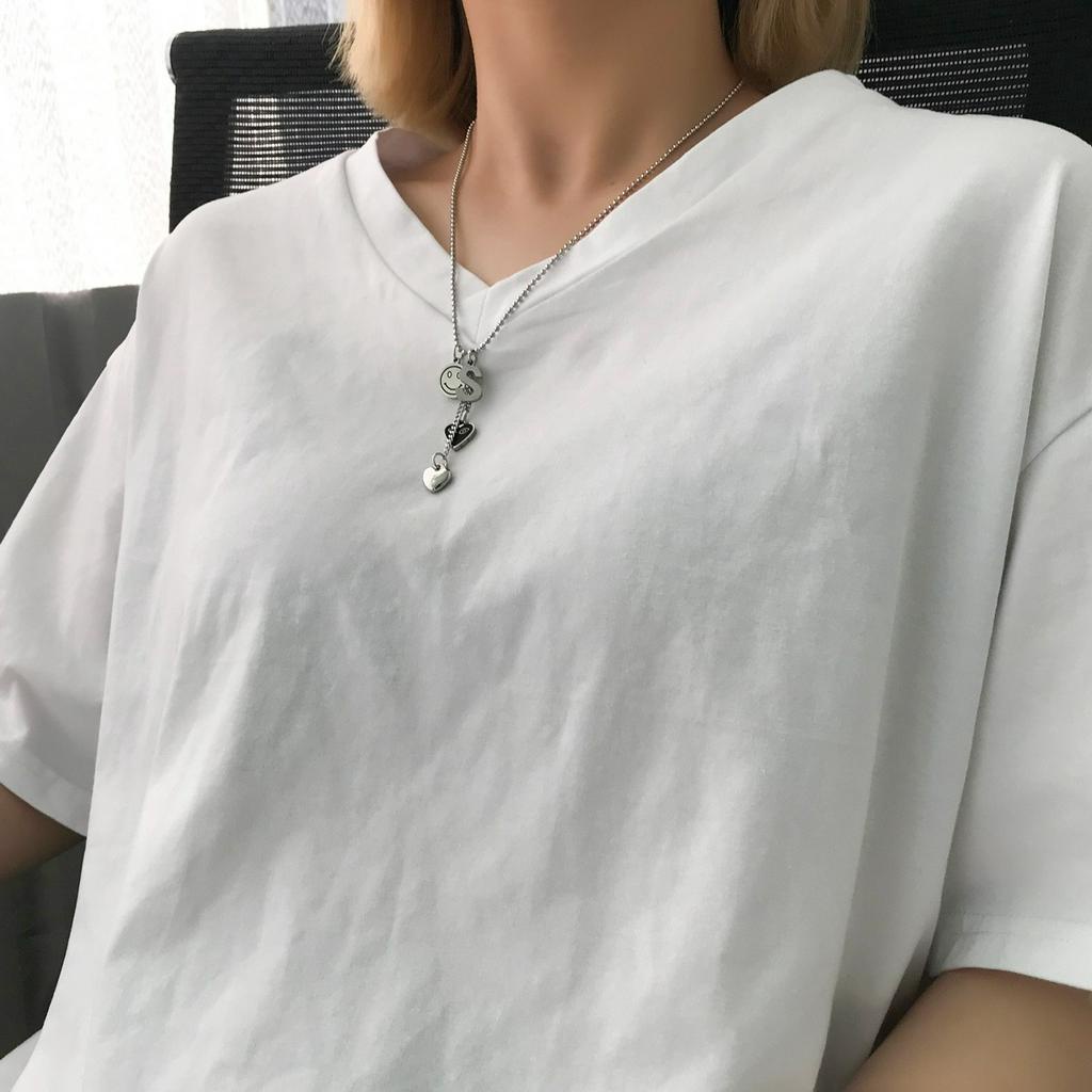 Dây Chuyền Thép Titan Không Phai Màu Mặt Chữ Love Mặt Cười Phong Cách Hàn Quốc 22763