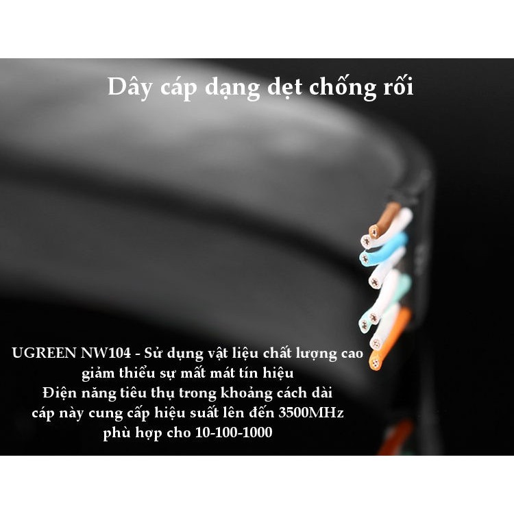 Dây mạng 2 đầu đúc Cat6 UTP dây dẹt dài 0.5m UGREEN NW104 11234