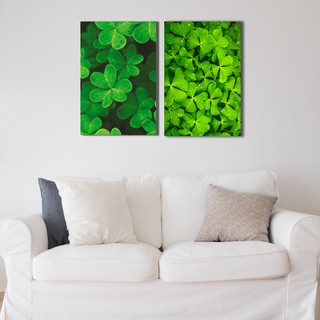 Bộ 2 tranh canvas cỏ may mắn Tươi mát - Khung Hình Phạm Gia PG168