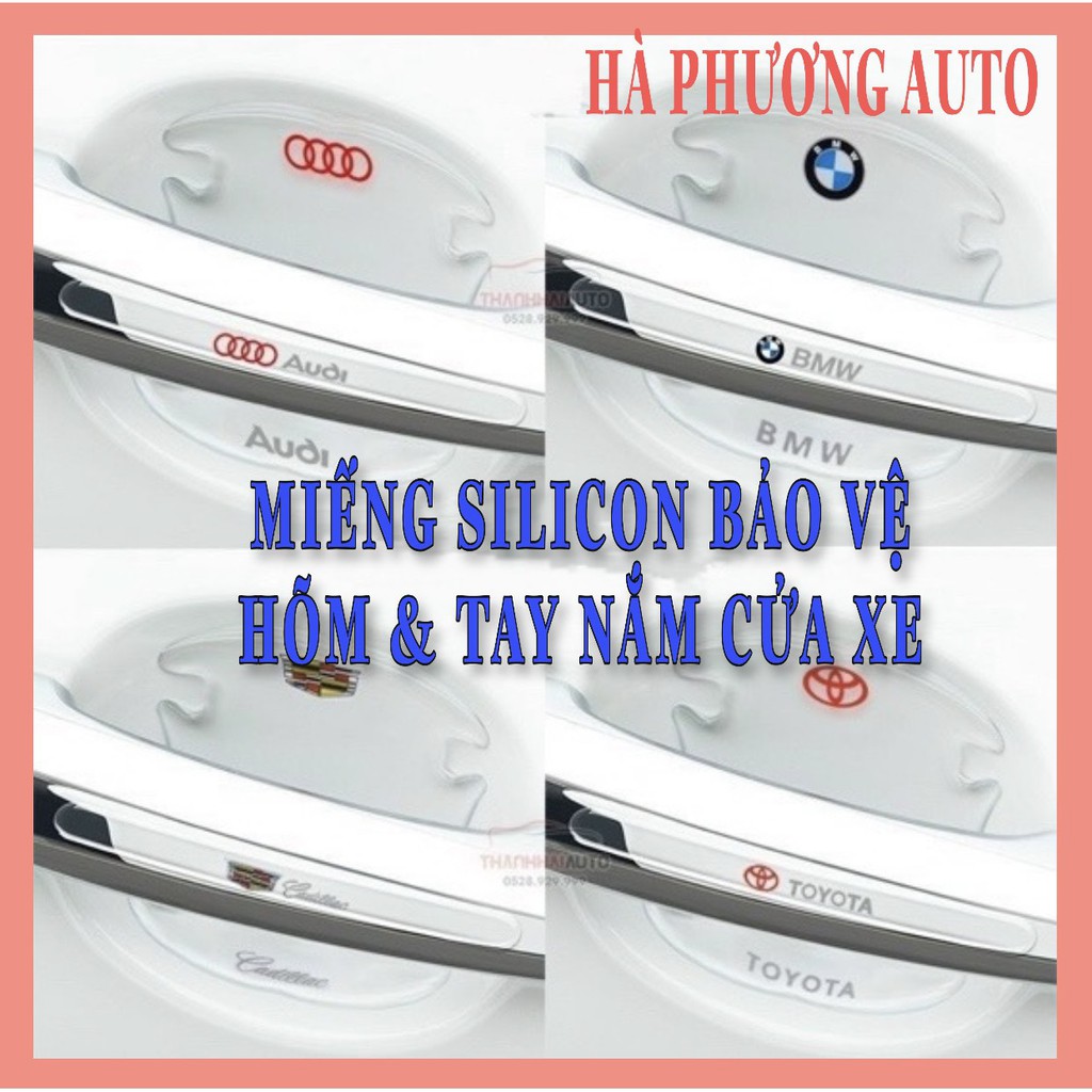 Miếng Dán Silicone Chống Trầy Xước Hõm Cửa, Tay Nắm Cửa, Gương Có Logo Hãng Xe