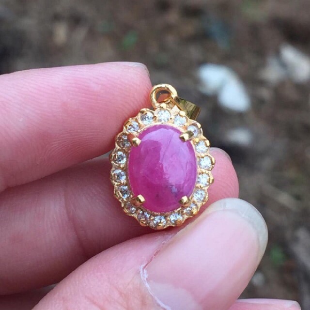 Set mặt dây ruby và dây Bạc