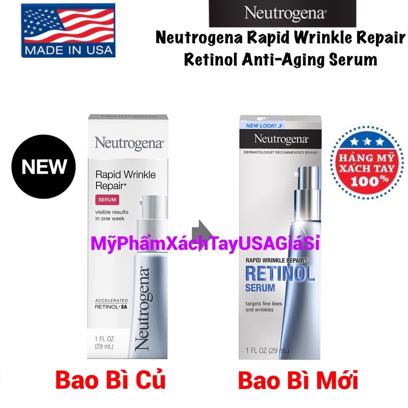 [Hàng Mỹ]Serum Chống Nhăn Neutrogena Rapid Wrinkle Repair Serum 29 ml