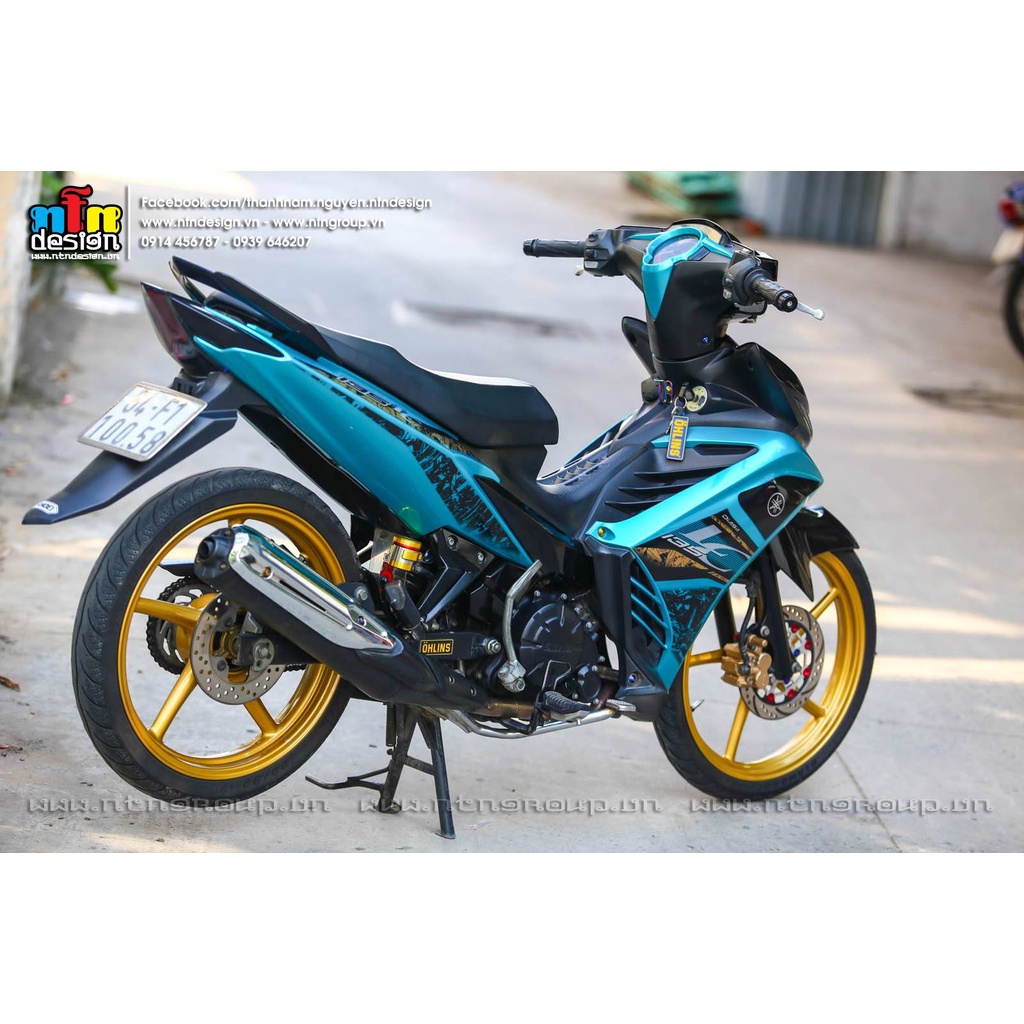 Tem Rời Dán Xe Exciter 135 Mẫu LC Xanh Ngọc Cực Đẹp, Hàng 3 Lớp Chất Lượng Cao ,Team Decal