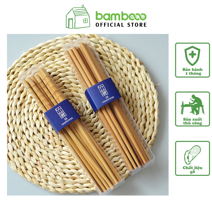 [Mã LIFEHLSALE2 giảm 10% đơn 0Đ] Bộ đũa gỗ tre tự nhiên BAMBOOO ECO đồ dùng nhà bếp thân thiện môi trường - 10 đôi