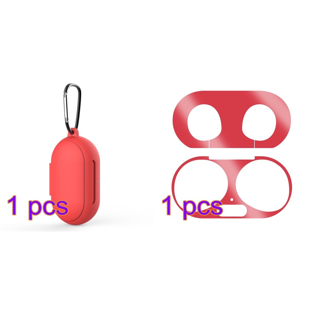 Samsung Galaxy Buds + / Buds Plus / Buds Live / Buds Pro Case Vỏ Bảo Vệ Hộp Sạc Bằng Silicone Kèm Miếng Dán Kim Loại Cho Tai Nghe