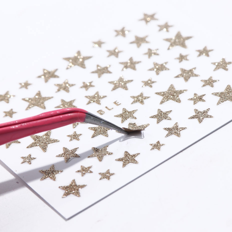 Sticker dán trang trí móng hình ngôi sao lấp lánh nhiều màu lựa chọn 3D DIY