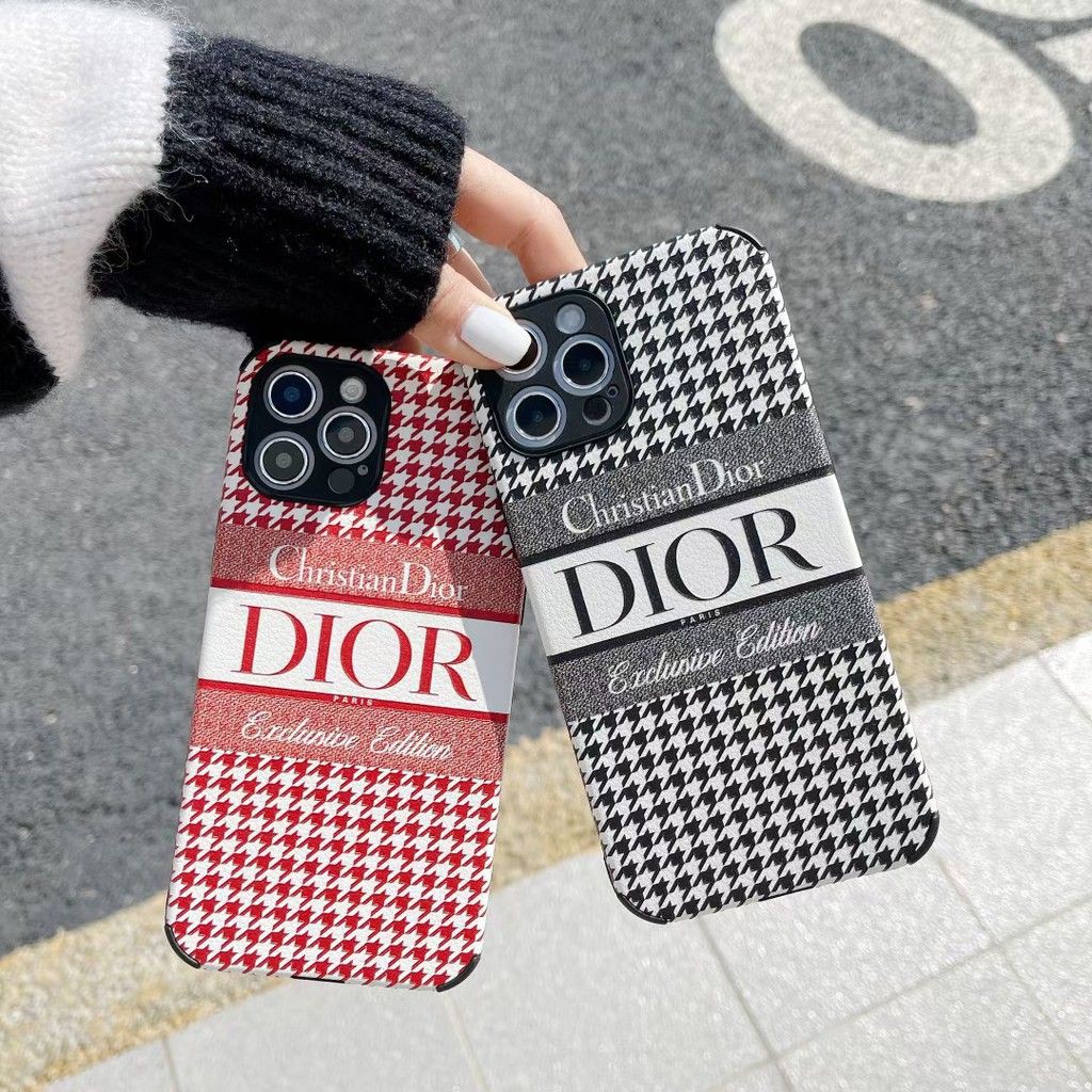 Ốp da viền vuông chống sốc in họa tiết Dior