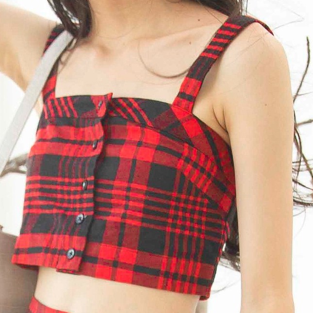 Áo 2 dây croptop - Tartan Croptop kẻ sọc