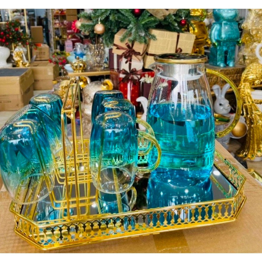 bộ cốc thủy tinh cao cấp. set thủy tinh cao cấp. cốc chén. ấm chén uống nước. bộ ly thủy tinh cao cấp. hoangdecor