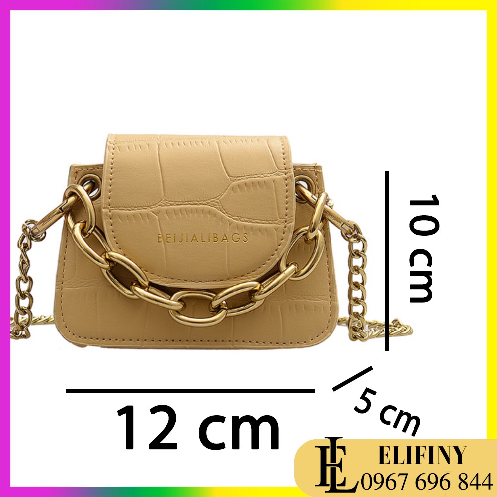 Túi Da Pu Mini Đeo Chéo Tay Xách Cách Điệu Dây Xích Siêu Sang Chảnh Và Cá Tính Cho Nữ