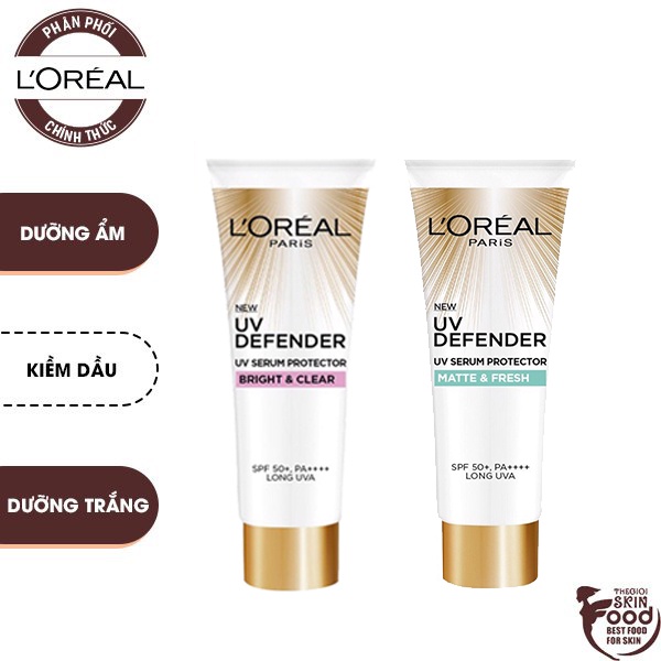 Kem Chống Nắng Mịn Nhẹ, Bảo Vệ Da, Chống Lão Hóa L'Oreal UV Defender Serum Protector SPF 50+/PA++++