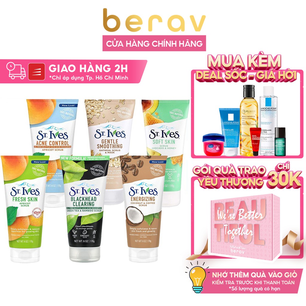 [Mã FMCGMALL -8% đơn 250K] Sữa Rửa Mặt St.Ives Tẩy Tế Bào Chết Giảm Mụn, Sáng Da, Tươi Mát 170g