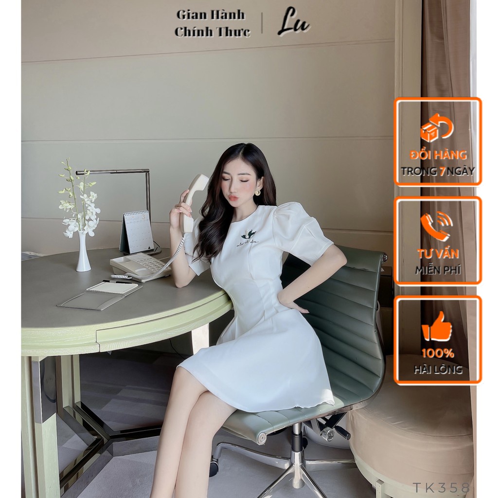 Đầm Xoè Dự Tiệc LuShop Cổ Tròn Ôm Eo May 2 Lớp Thêu Hình Ngực hợp với Dự Tiệc Dạo Phố Đi Chơi Chất Lượng Cao Giá Tốt