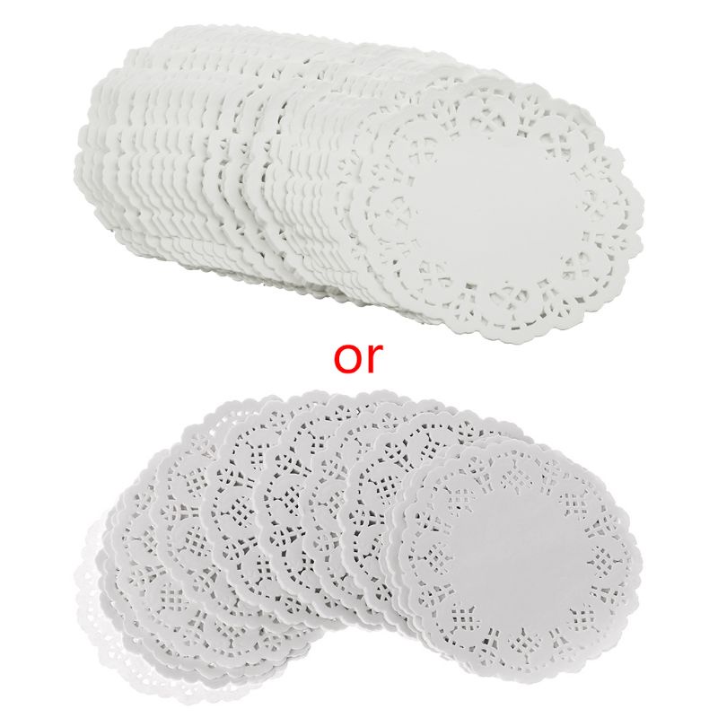 Set 200 tờ giấy lót ly tròn họa tiết ren xinh xắn