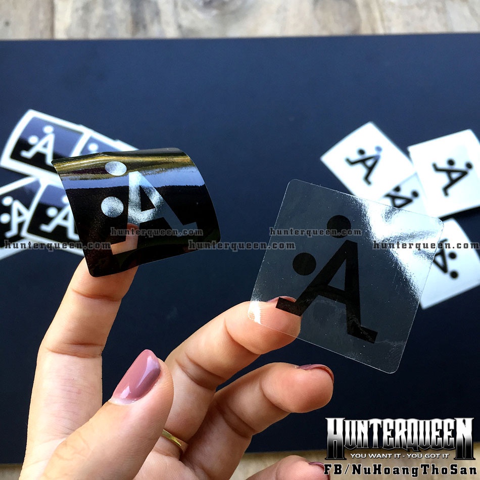 Combo 4 logo chữ AA [4 x 4cm] bựa nhân trong suốt xuyên thấu. Decal cao cấp chống nước không bay màu
