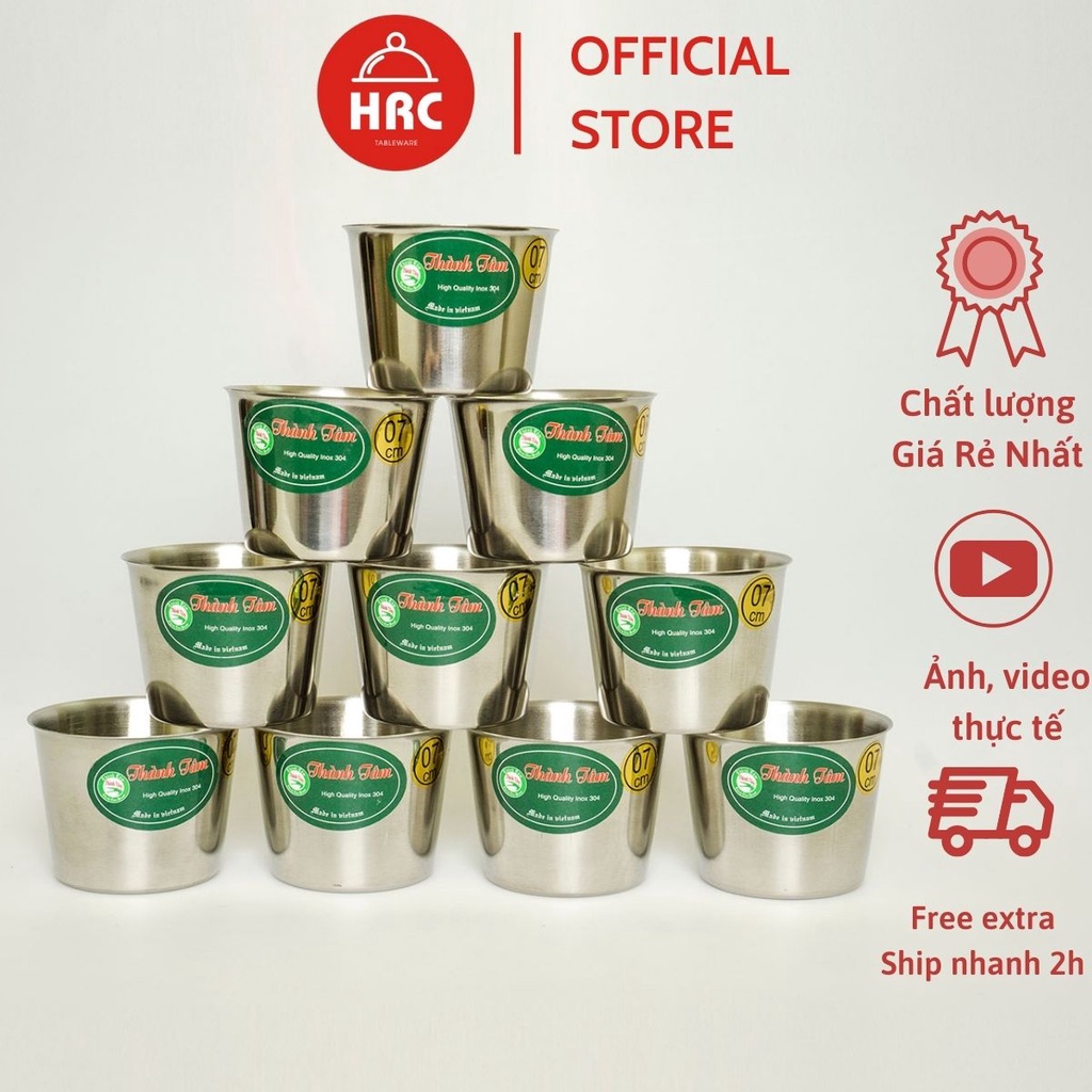Ly làm đá inox không quai, cốc inox 7cm