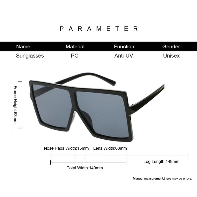 Kính Mát Gọng Vuông Màu Đen Phong Cách Cổ Điển Dành Cho Cả Nam Và Nữ | BigBuy360 - bigbuy360.vn