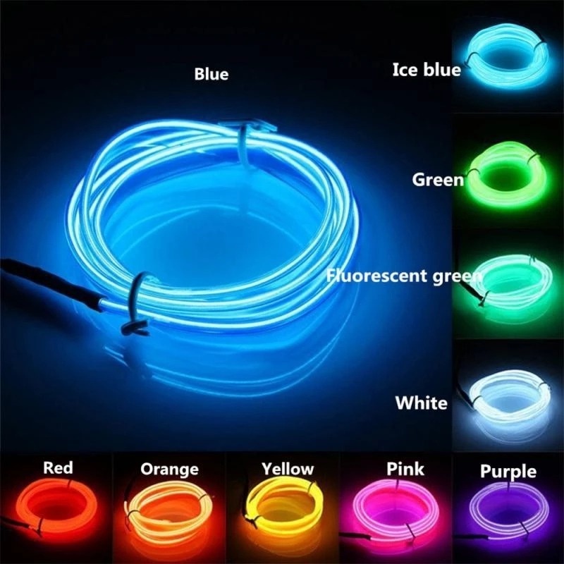 1/3/5m Dây Đèn Neon EL Dạ Quang Chống Nước Trang Trí Đa Năng