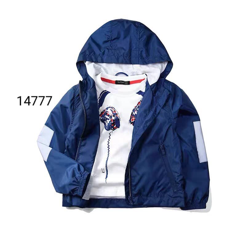 Aó khoác gió bé trai  kéo khóa có mũ JDK