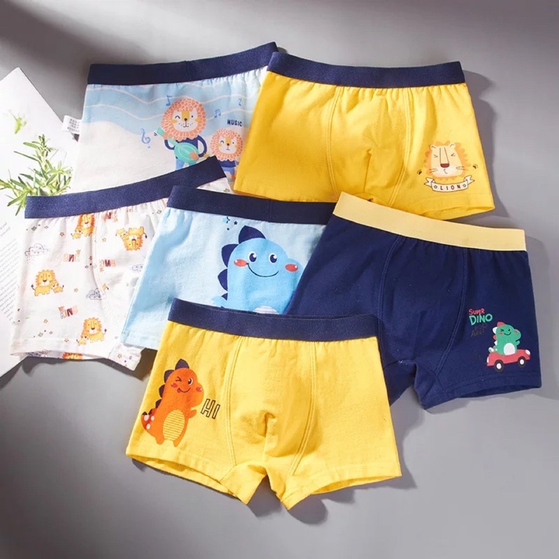 Set 4 quần lót bé trai, set 4 quần lót đùi kiểu boxer cho bé trai hình dễ thương