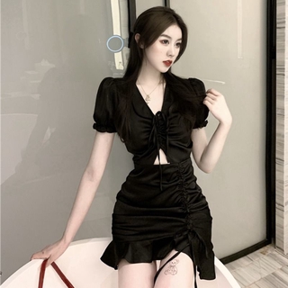Đầm Ôm Đuôi Cá Ngắn Tay Phong Cách Hàn Quốc Quyến Rũ Dành Cho Nữ