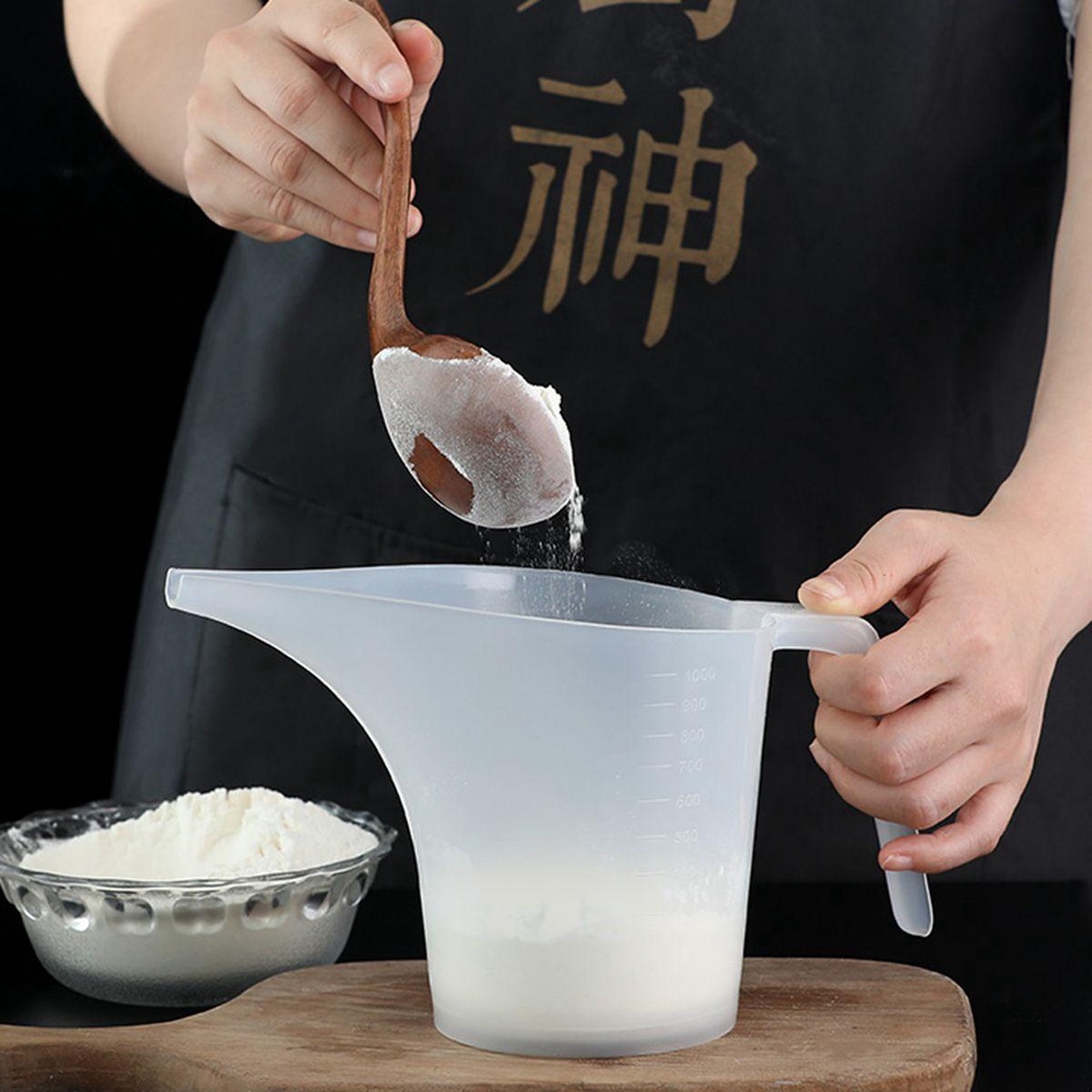 Bình Đựng Dung Dịch Làm Bánh 1000ml Bằng Nhựa Có Phễu Rót Dài Tiện Dụng