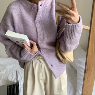 「HOME5」Áo len gió nhẹ nhàng Hàn Quốc quần áo nữ mùa thu 2021 Mới Retro lười gió dài tay dệt kim áo khoác cardigan