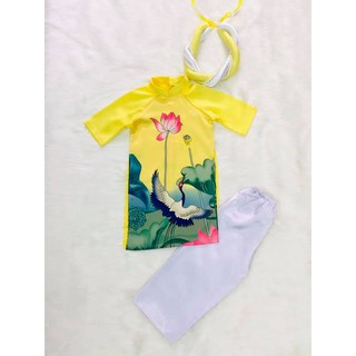Áo dài hoa sen cho bé gái
