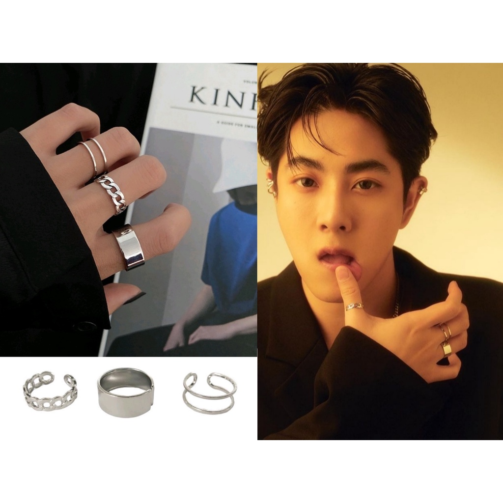 Set 3 nhẫn phong cách thời trang cheap moment với idoi bl Thailand (mix)