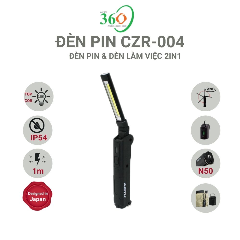 Đèn pin A&TK CZR-004 siêu sáng mini chống nước nam châm 2 chức năng đèn pin và đèn làm việc | BigBuy360 - bigbuy360.vn