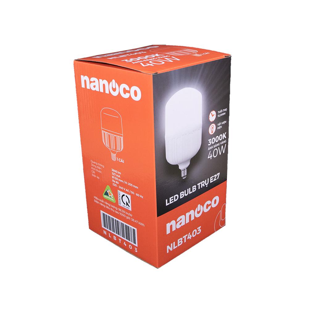 Bóng bulb trụ Titan LED E27 Nanoco 20W/ 30W/ 40W/ 50W - ánh sáng trắng/ vàng